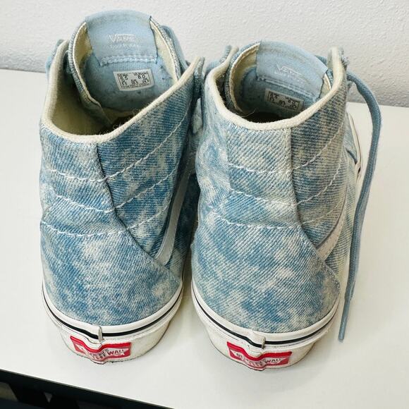 Vans Washed Blue White Sk8-Hi Taper Denim Winter Sky Skate Shoes 8 - Picture 4 of 15